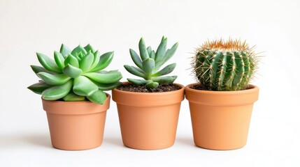 Succulents and Cactus in Terracotta Pots