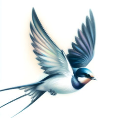 Naklejka premium 흰 배경, 제비, 파스텔 화 (white background, Swallow, Pastel Painting)