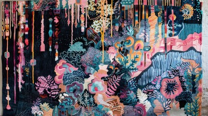 Fototapeta premium Abstract Floral Tapestry with Vibrant Colors