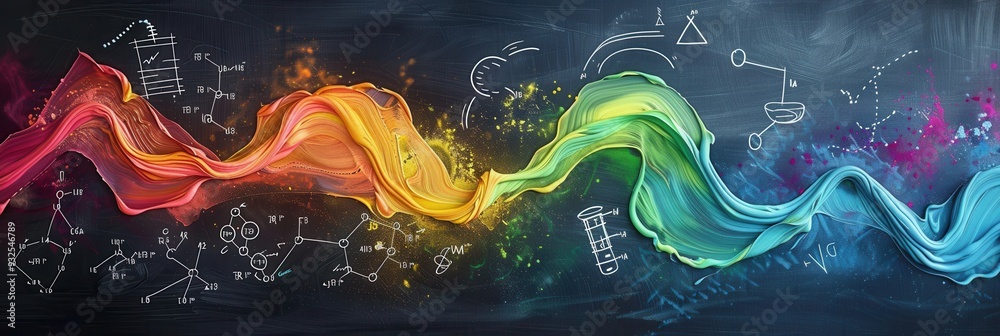 Fototapete vibrant waves of chalk create a striking visual on a chalkboard, seamlessly blending artistic expres