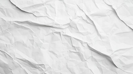 Crumpled Blank Paper Texture. A Detailed Close-Up of Wrinkled, White Paper Showing the Natural Folds and Creases, Ideal for Backgrounds, Textures, and Design Elements.
