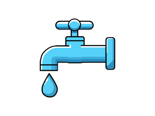 vector illustration of water tap in flat style isolated on white background