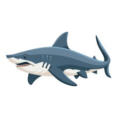 Obraz premium a cute a shark isolated white background,cartoon,2d flat vector 
