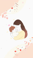 A Mother Gently Holding Her Sleeping Baby with a Gentle Expression