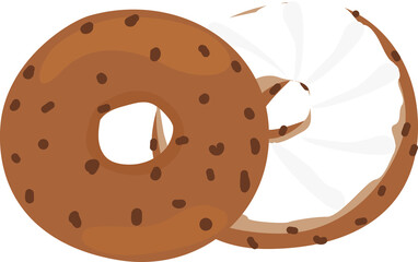 Bagels with Cream Cheese - Vector Illustration Transparent Background