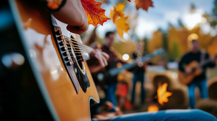 Acoustic Guitar Performance at Outdoor Fall Festival
