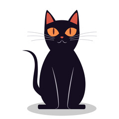 A black cat isolated on a white background. Vector illustration.