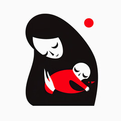 Abstract Illustration of a Mother Holding a Child