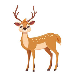 Obraz premium A cartoon of a deer isolated white background,2d flat vector 
