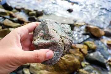 Rock. Marble and quartz in nature. Mineralogy.