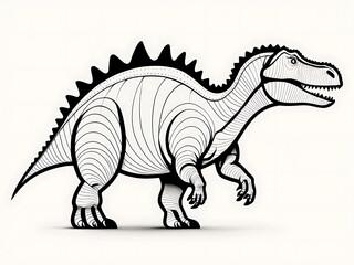Fototapeta premium Minimalist Line Art of an Iguanodon Resembling a Pencil Shaving, Representing Artistic Fluidity and Dinosaur Dynamics