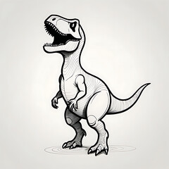 Fototapeta premium Minimalist Line Drawing of a T-Rex Crafted to Resemble a Pencil Shaving, Symbolizing Creative Movement and Imagination