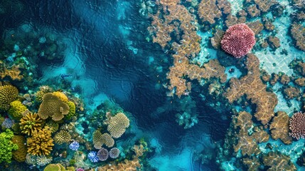 Fototapeta premium Aerial View of Vibrant Coral Reef