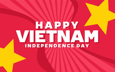 happy vietnam independence day with vietnamese flag