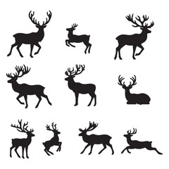 set of moose silhouettes on white	