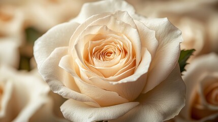 Closeup of a Single Peach Rose with Soft Focus Background