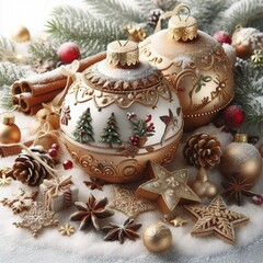 christmas still life with christmas decorations