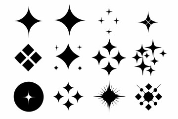 
sparkles icon vector bundle, set of star sparkles icons
