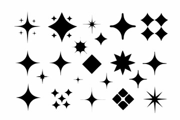 
sparkles icon vector bundle, set of star sparkles icons
