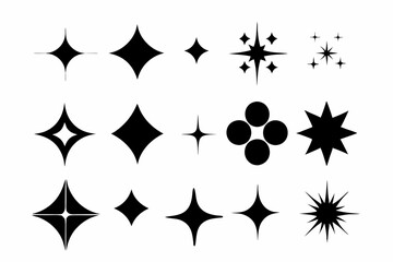 Set of different sparkles icons, Collection of star sparkles silhouette vector 