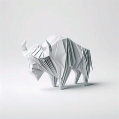 Fototapeta premium origami buffalo isolated on white