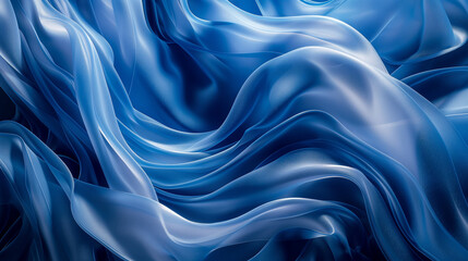 Obraz premium Transparent Blue Silk Waves, Smooth Flowing Fabric Texture