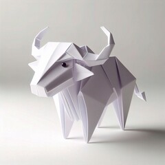 origami buffalo isolated on white