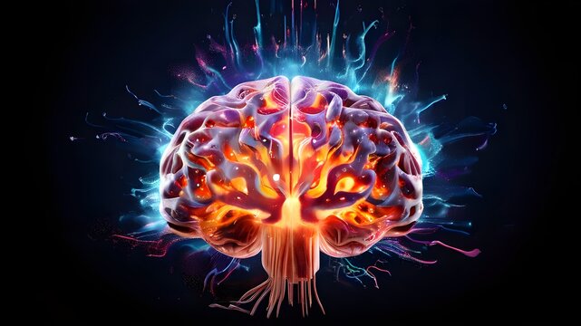 Concept art of a human brain exploding with knowledge and creativity. generative ai