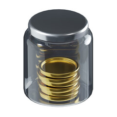 3d isometric gold coin jar icon