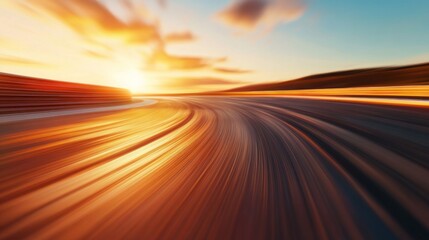 Blurred evening road panorama motion circuit.