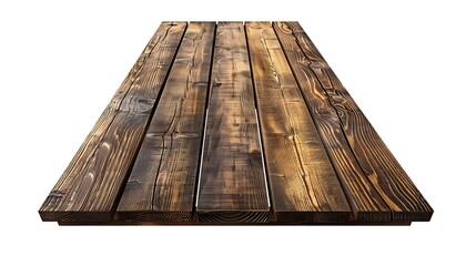 Wooden table isolated on white background, Perspective view.