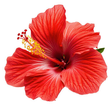 Fototapeta PNG Bright red hibiscus flower on a white background