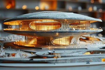A model of a building with a large dome and lots of windows