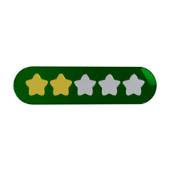 3d review two gold stars with glass background icon