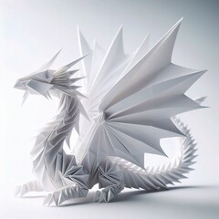 Obraz premium origami drangon paper isolated on a white background