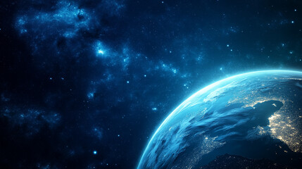 Stunning View of the Earth from Space, a Glimpse of Our Blue Planet Amidst the Vastness of the Universe, Space Exploration and Planetary Beauty