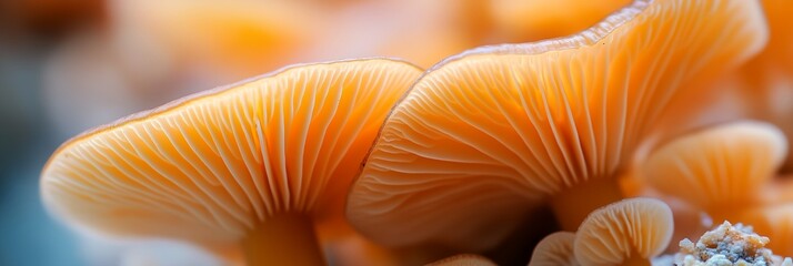 A close up of mushrooms with a brownish color. The mushrooms are arranged in a way that they are overlapping each other