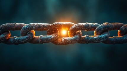 Linking Together for Redemption - Broken Chain Symbolizing Freedom and Unity, Copy Space for Inspirational Message or Conceptual Design