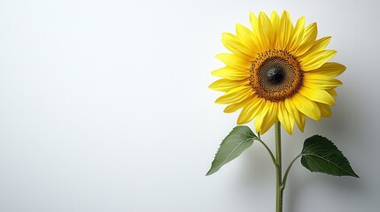 Obraz premium Yellow Sunflower on White Background
