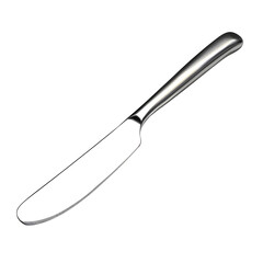 Fototapeta premium Shiny Stainless Steel Butter Knife on Crisp White Background