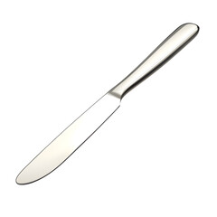 Fototapeta premium Smooth Stainless Steel Metal Butter Knife - Simple and Functional Kitchen Utensil on White Background