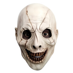 Fototapeta premium Terrifying Horror Mask with Chilling Facial Expression on White Background