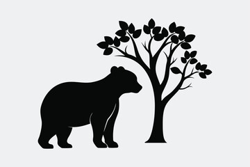Silhouettes of Bear with Cubs - Printable Vector Design