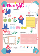 baby shower card, back to school, Cute All about me, cute cartoon all about me and student, baby shower card, school all about me