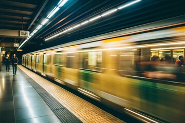 Fototapeta premium moving train in subway