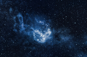 Blue Galaxy in universe and atmosphere with little stars at dark background