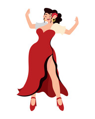 flamenco dancer woman in red traditional dress