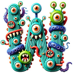 Obraz premium Monster Alphabet PNG | Cute Monster Doodle Letters | Birthday Monster Sublimation Design | Digital Download