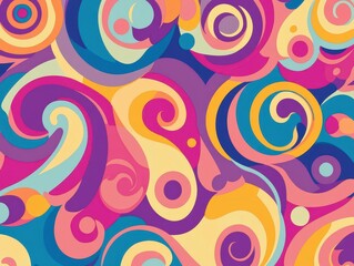 Retro 1960s gradient Pantone background with groovy, swirling patterns in psychedelic colors, perfect for capturing a vintage pop art vibe