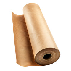 Roll of brown kraft paper isolated on transparent white background, clipping path